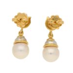 Pearl and Diamond Floral Drop Earrings