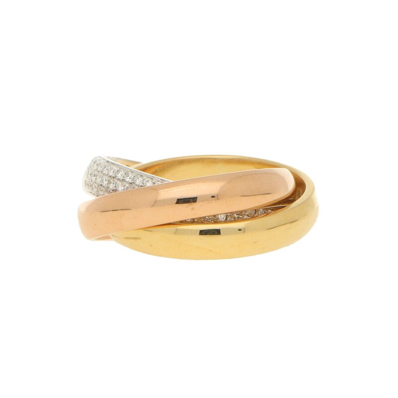 Diamond Trinity Ring Set in 18k Tri-Gold