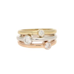 Diamond Triple ring in Tri-coloured Gold