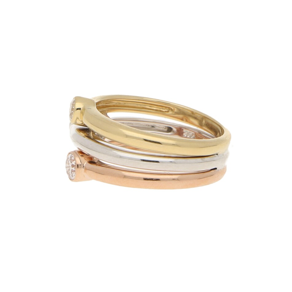 Contemporary Diamond Triple Ring in Gold