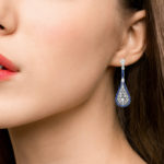 Sapphire & Diamond Art Deco Style Drop Earrings