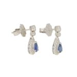 Sapphire & Diamond Pear Shaped Drop Earrings