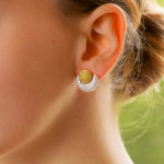 Yellow Diamond Sun and Moon Earrings in 18k gold.