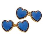 Heart enamel chain link cufflinks in sterling silver