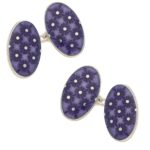 Floral enamel cufflinks in silver.