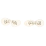 Men's blue enamel link cufflinks in sterling silver