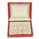 Silver mother of pearl ruby shirt studs