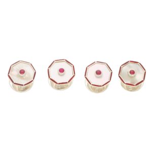 Silver mother of pearl ruby shirt studs
