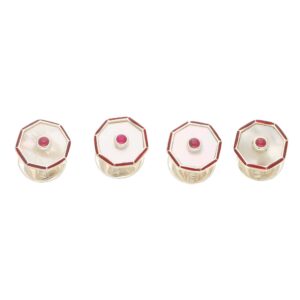 Ruby, Mother of Pearl and Enamel Octagonal Shirt Studs