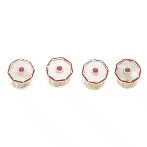Ruby, Mother of Pearl and Enamel Octagonal Shirt Studs