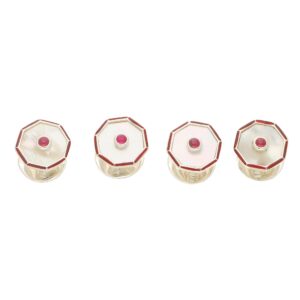 Silver mother of pearl ruby shirt studs