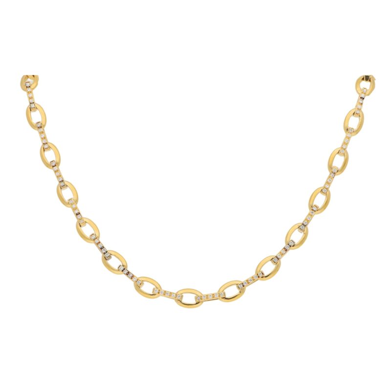 Morabito diamond necklace in 18k yellow gold.