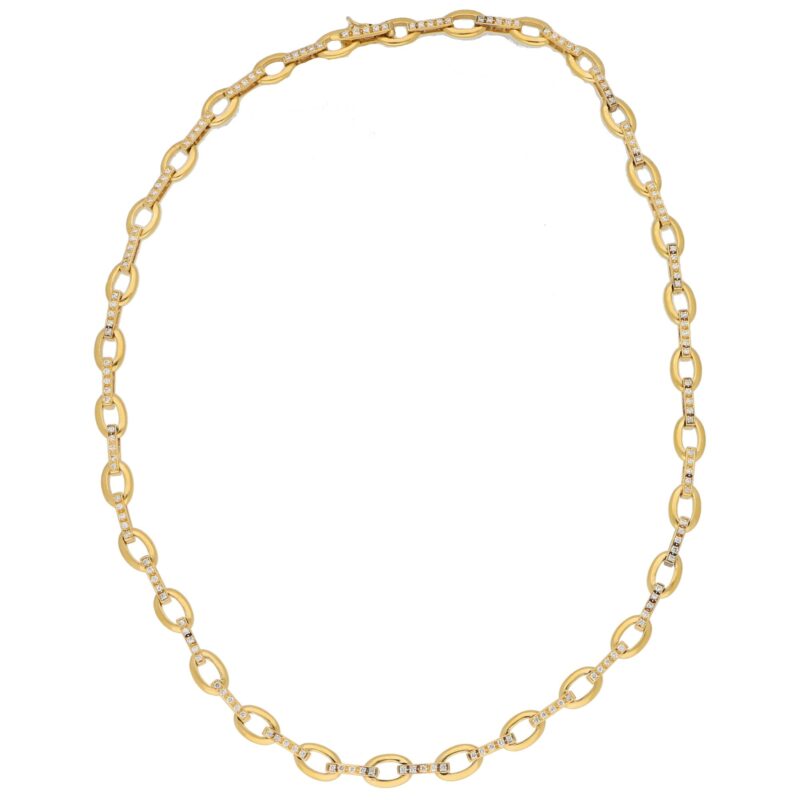 Morabito diamond necklace in 18k yellow gold.