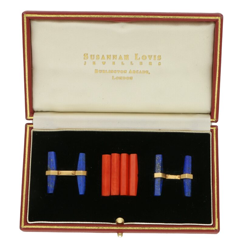 Vintage Cartier Lapis and Coral Interchangeable Baton Set