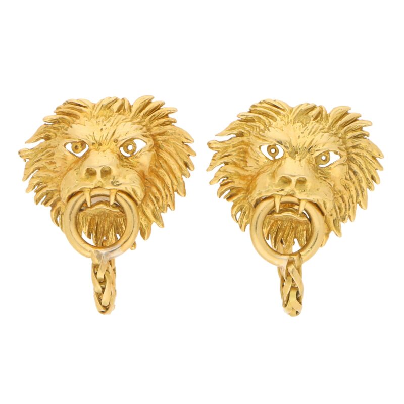 Boucheron 18ct Yellow Gold Lion Door Knocker Cufflinks