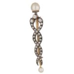 Victorian Pearl and Diamond Symbollic Apothecary Brooch