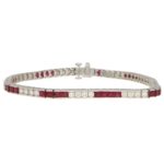 Art Deco Style Diamond and Ruby Tennis Bracelet