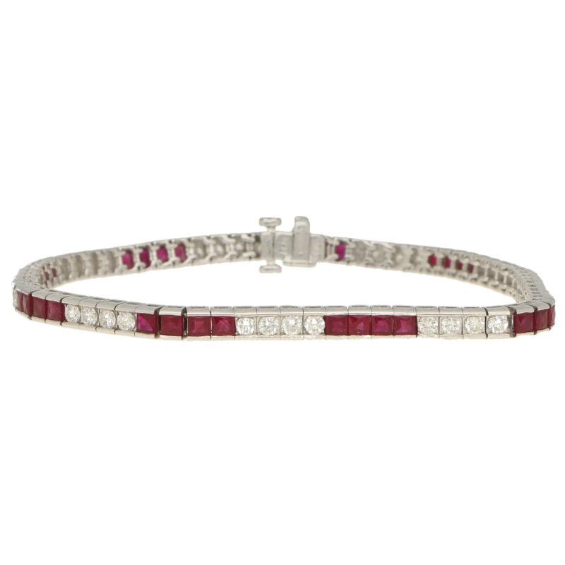 Art Deco Style Diamond and Ruby Tennis Bracelet