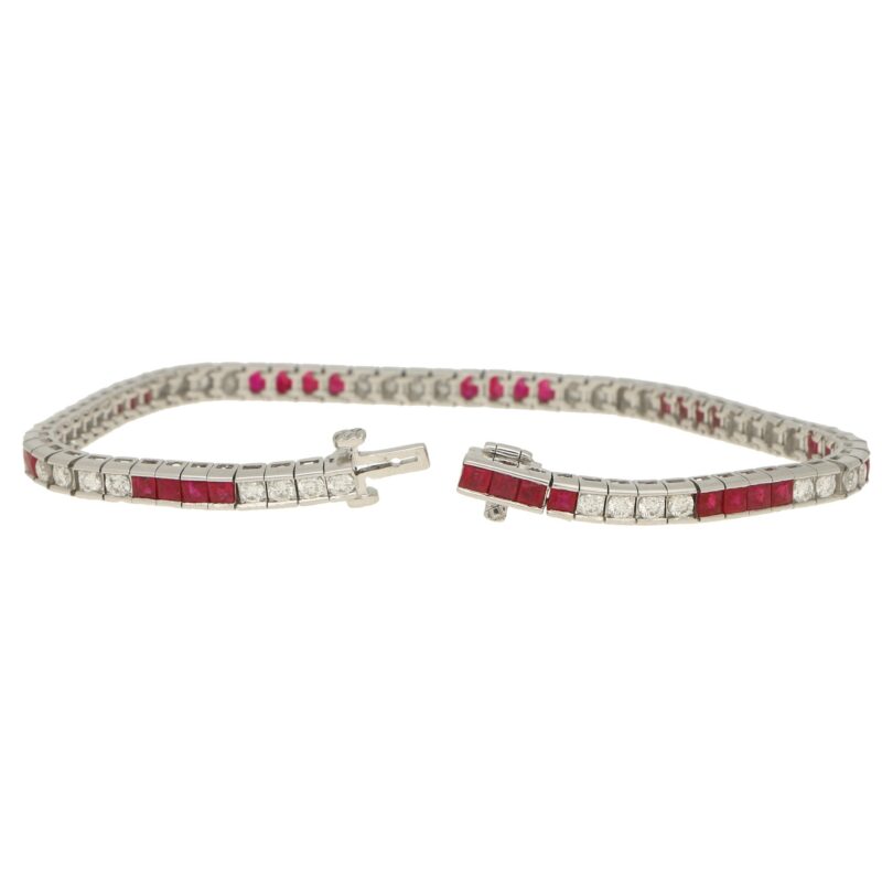 Art Deco Style Diamond and Ruby Tennis Bracelet