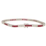 Art Deco Style Diamond and Ruby Tennis Bracelet