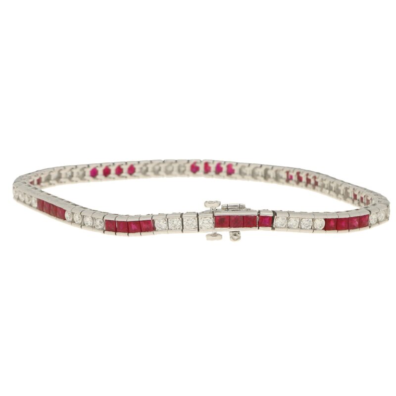 Art Deco Style Diamond and Ruby Tennis Bracelet