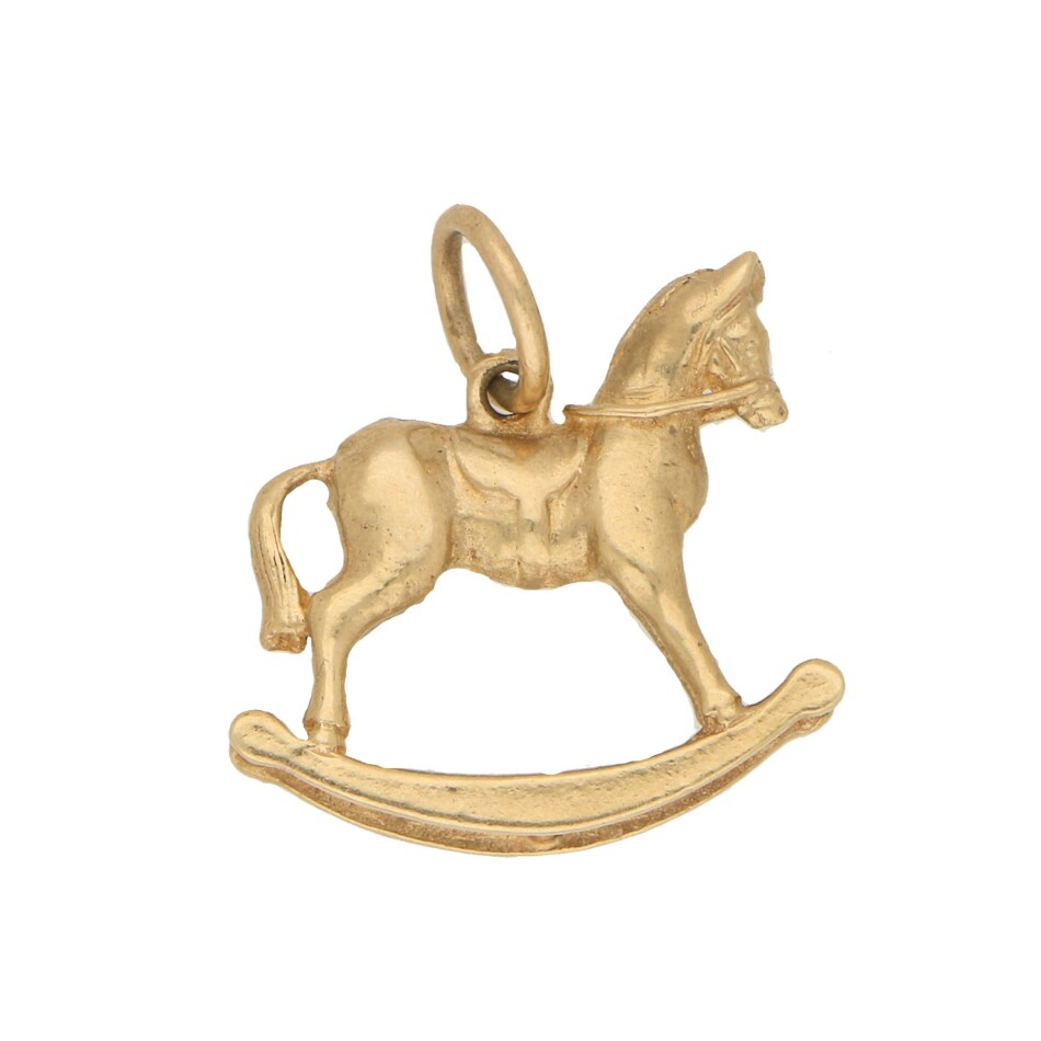 Vintage Rocking Horse Charm in Yellow Gold