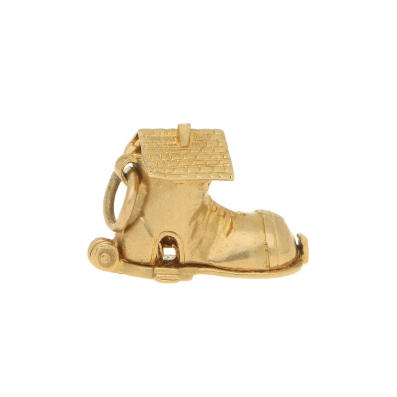 Vintage Shoe House Charm in Yellow Gold