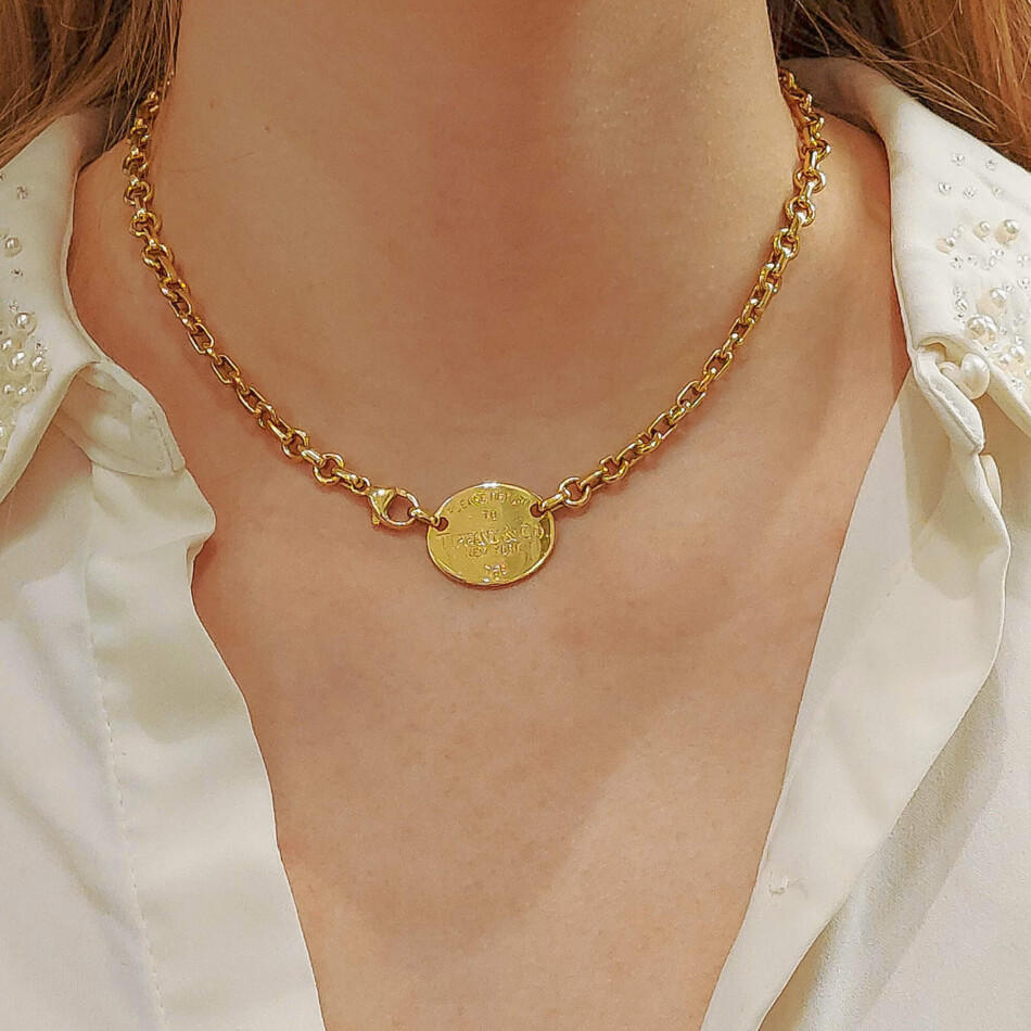 'Please Return to Tiffany' Yellow Gold Necklace