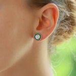 Art Deco Style Emerald and diamond earstuds