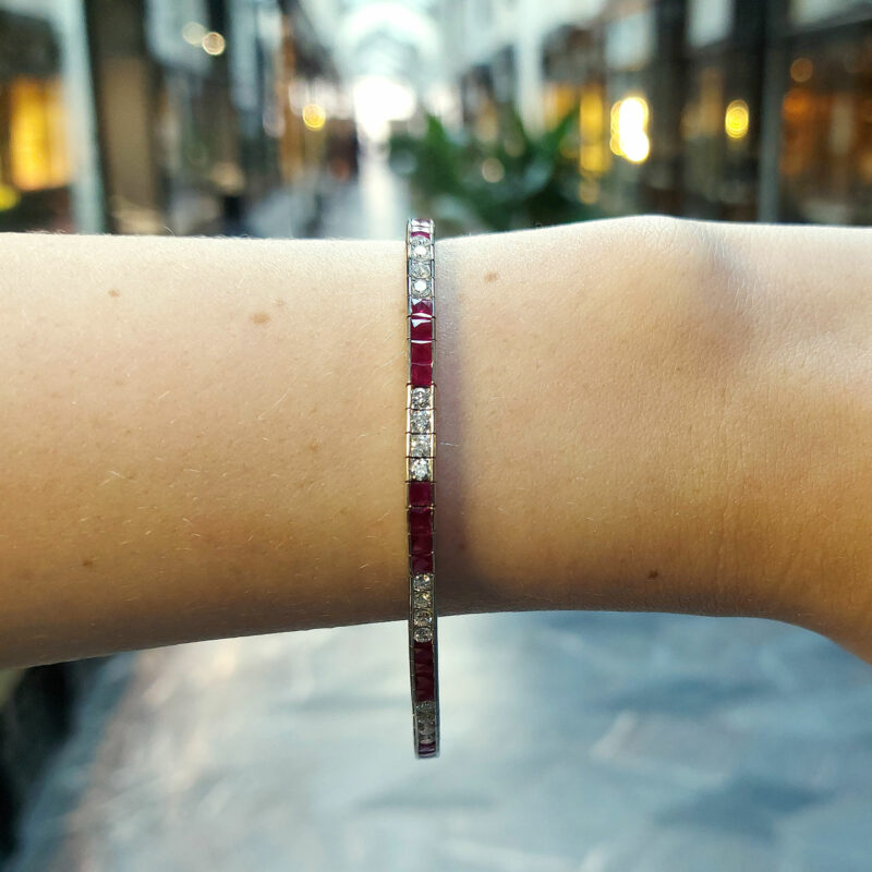 Art Deco Style Diamond and Ruby Tennis Bracelet