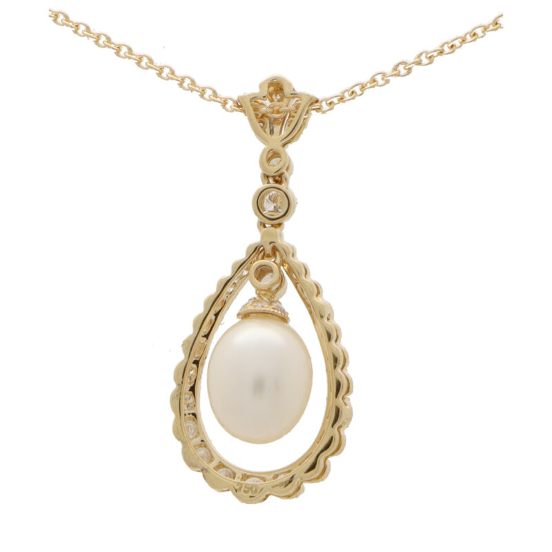 Pearl and Diamond Garland Pendant Necklace