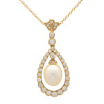 Pearl and Diamond Garland Pendant Necklace