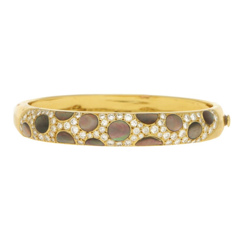 Black mother of pearl and diamond bangle