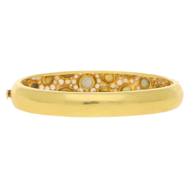 Black mother of pearl and diamond bangle