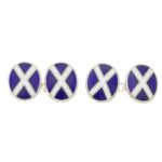 Men's Scottish flags enamel  link cufflinks in sterling silver