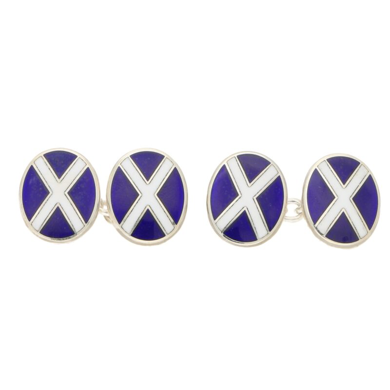 Men's Scottish flags enamel  link cufflinks in sterling silver