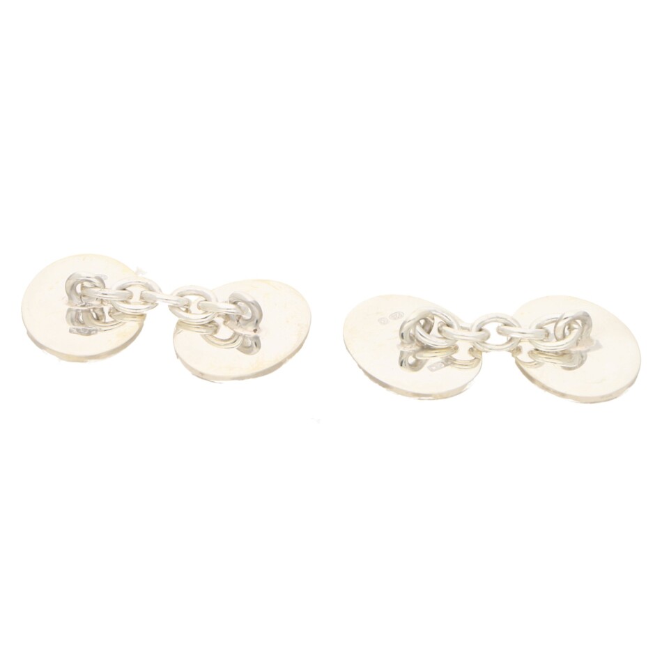 Men's grey and black enamel link cufflinks in sterling silver