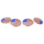 Men's American falgs enamel link cufflinks in sterling silver