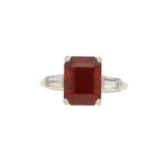 Almandine garnet and diamond ring