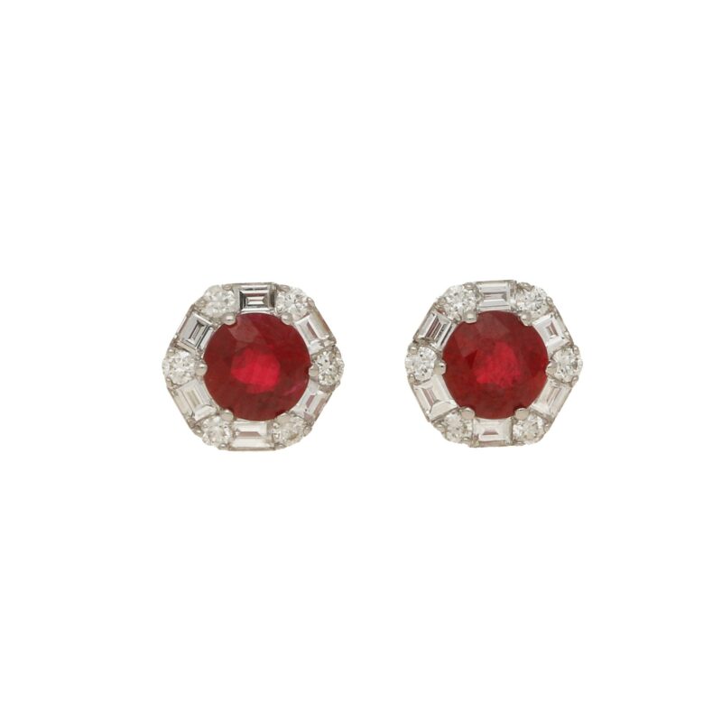 Contemporary Pearl and Diamond Cluster Stud Earrings