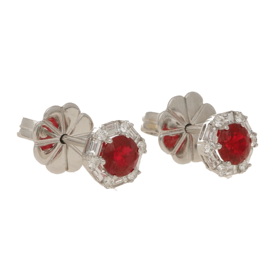 Contemporary Pearl and Diamond Cluster Stud Earrings