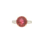 Pink Tourmaline and Diamond Engagement / Dress Ring