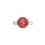 Pink Tourmaline and Diamond Engagement / Dress Ring