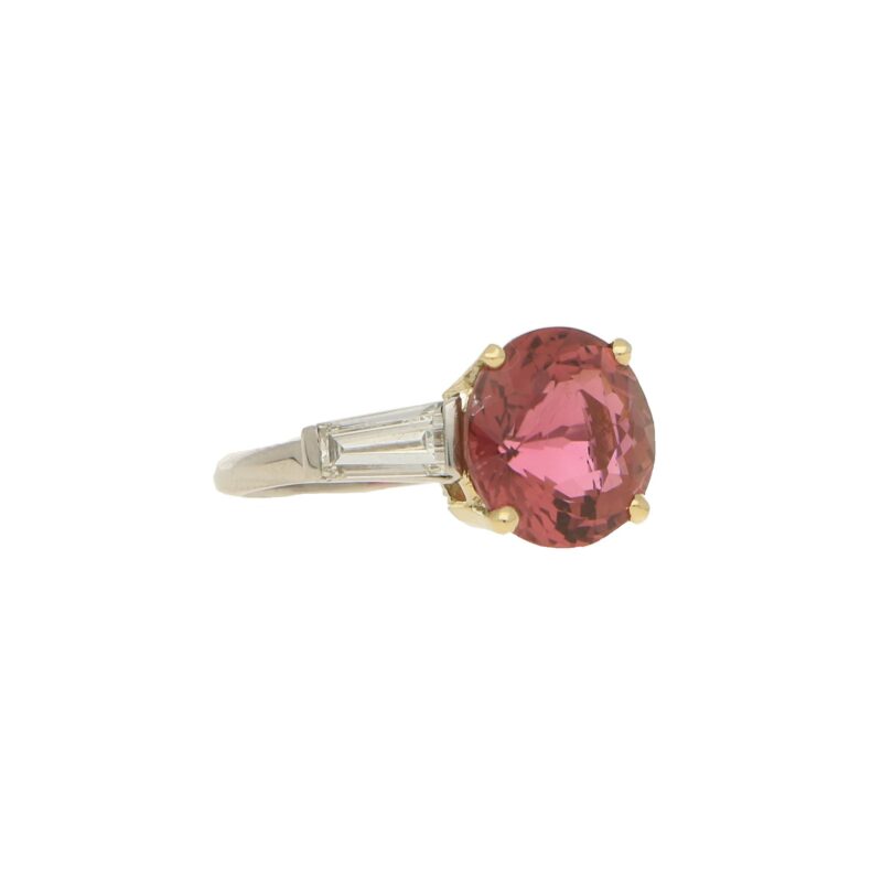 Pink Tourmaline and Diamond Engagement / Dress Ring