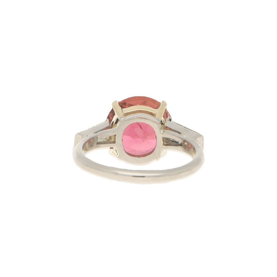 Pink Tourmaline and Diamond Engagement / Dress Ring