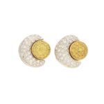 Yellow Diamond Sun and Moon Earrings in 18k gold.