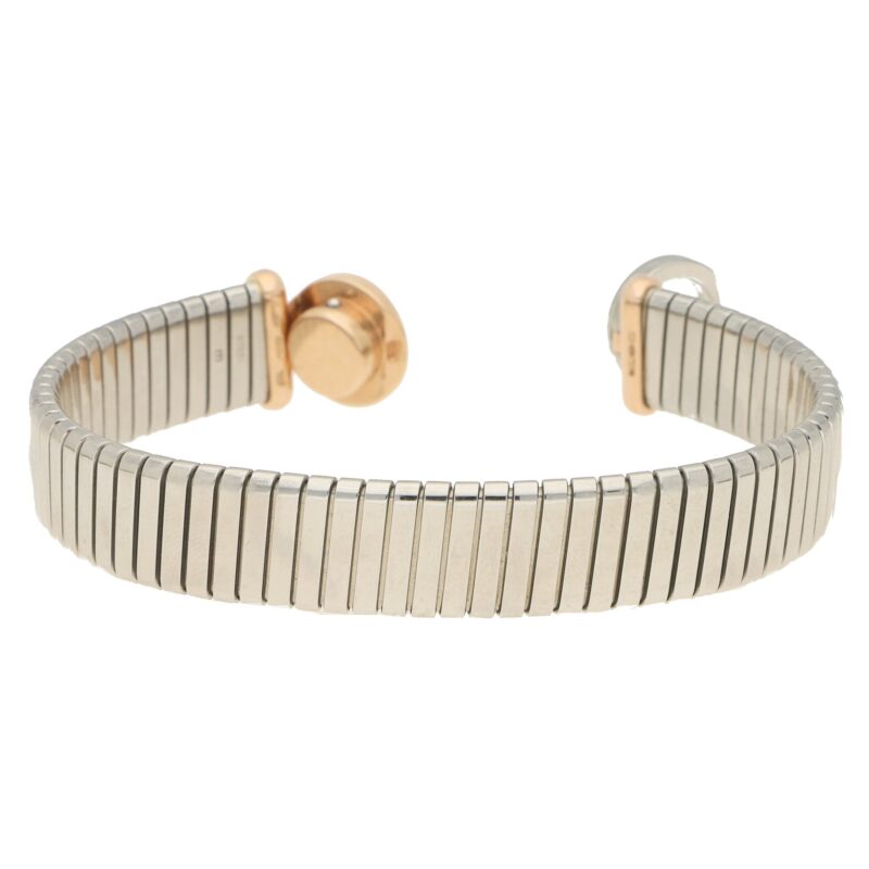 Bvlgari diamond Tubogas bangle in steel and 18k pink gold.