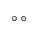 Sapphire & Diamond Cluster Stud Target Earrings