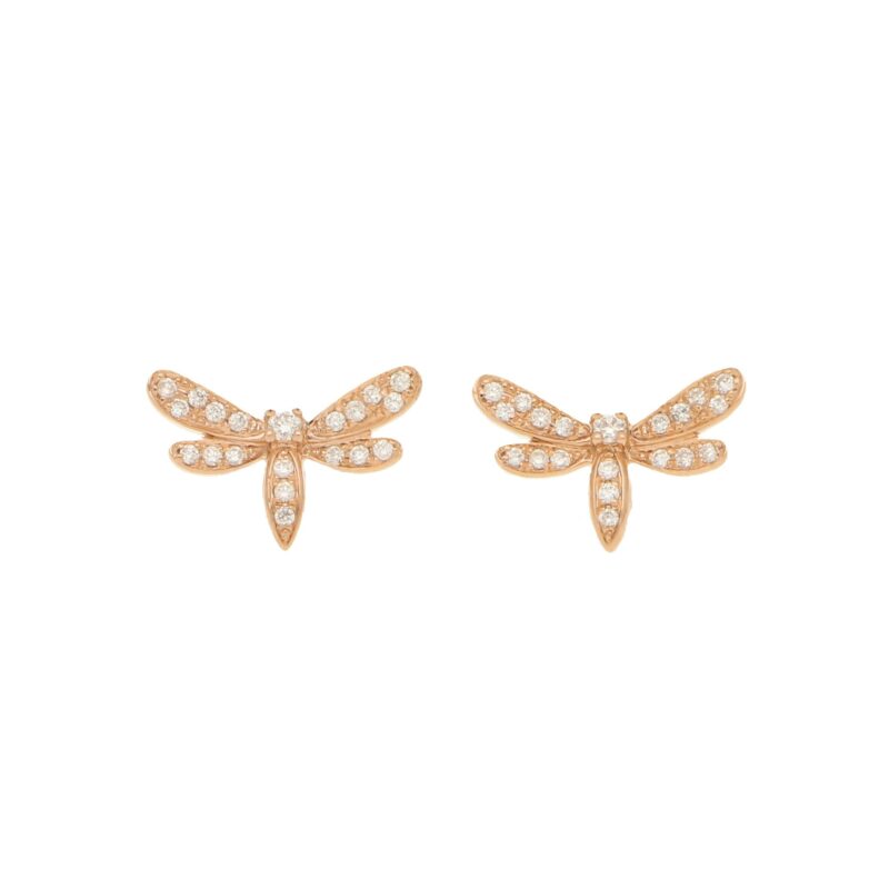 Rose Gold & Diamond Dragonfly Earrings