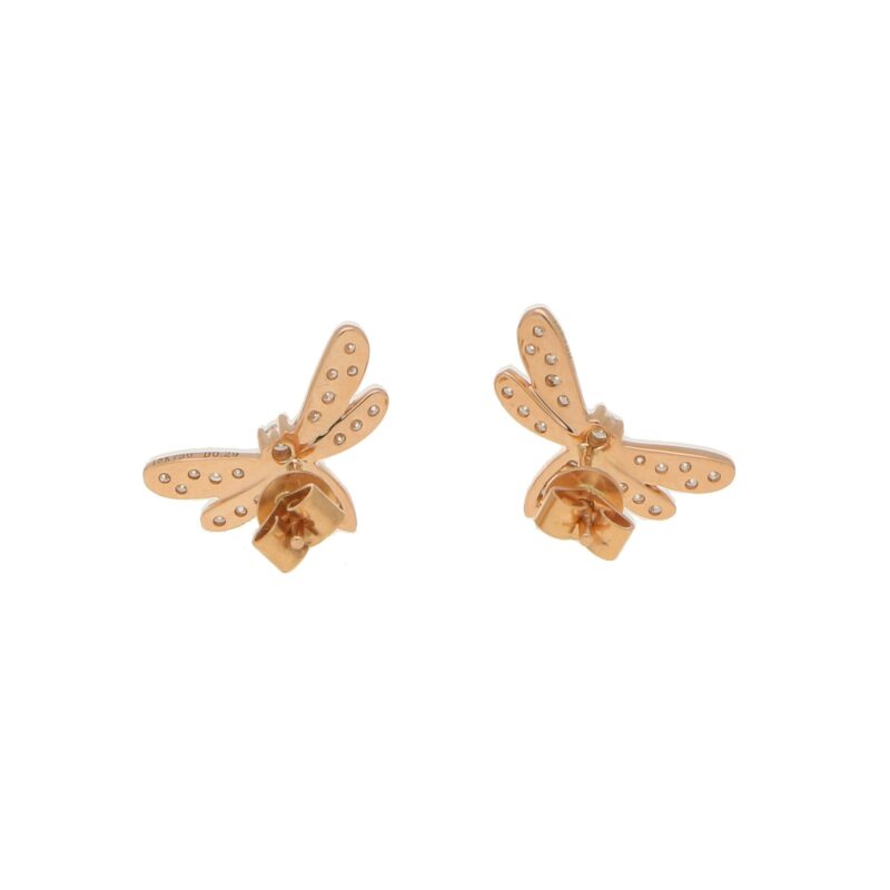 Rose Gold & Diamond Dragonfly Earrings